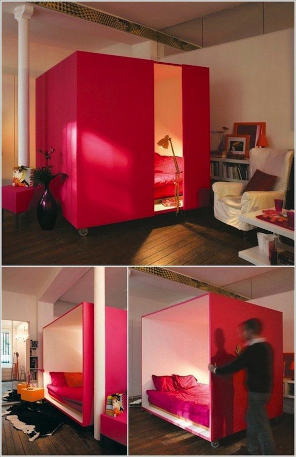 cubicle interior bedroom spaces bed space un con dormitorio chambre ideias pink box ducotedechezvous changing privacy