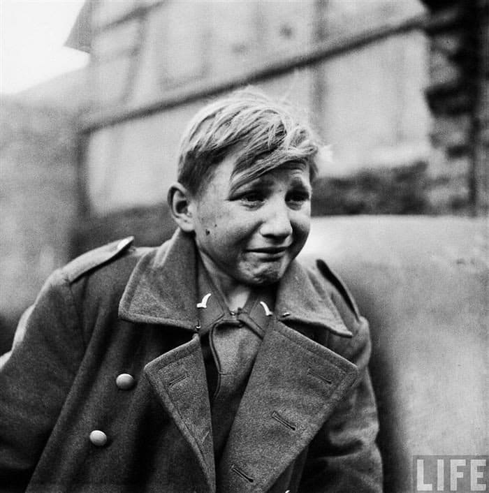 young german soldier crying