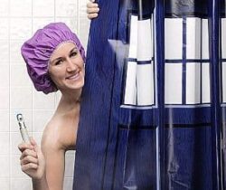 Dr Who Tardis shower curtain
