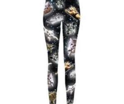 flying space cat leggings
