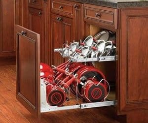 two-tier cookware organizer