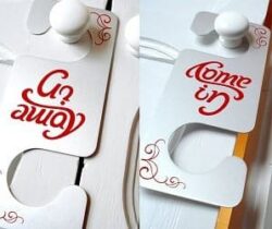 come in go away door hanger