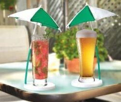 cocktail umbrella and coaster