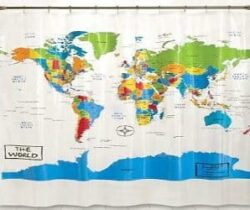 world map shower curtain