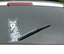 Moving Tail Kitty Car Decal