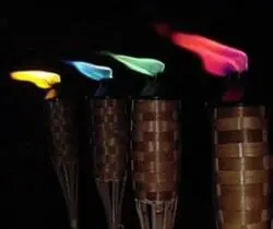colored tiki torch flames