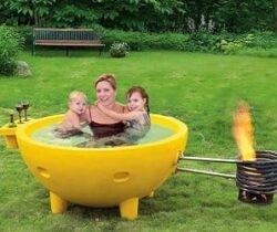 fire burning hot tub