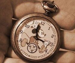mickey mouse gold pocket watch