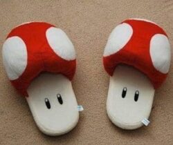super mario red mushroom slippers