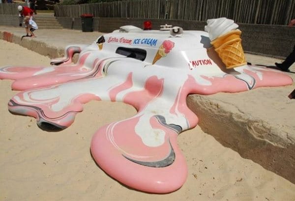 melted ice cream close