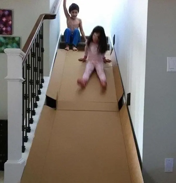 cardboard stairs slide