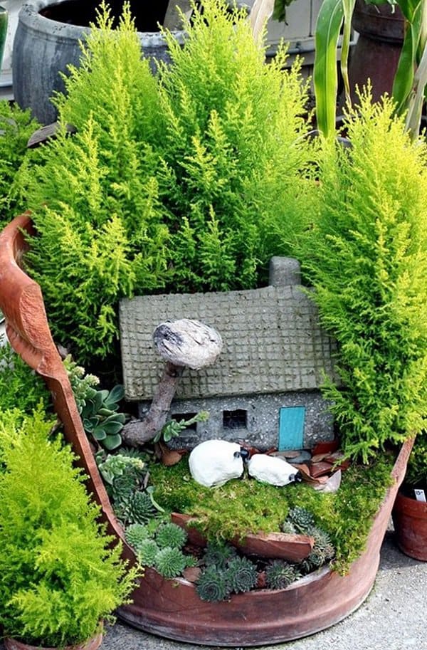 diy fairy garden stone house