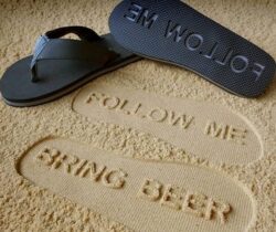 follow me bring beer flip flops