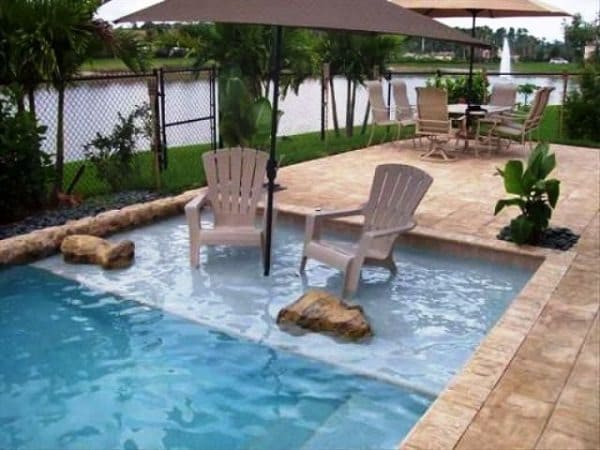 lounging platform in pool
