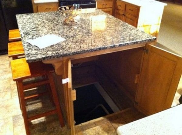 secret room entrance in kitchen