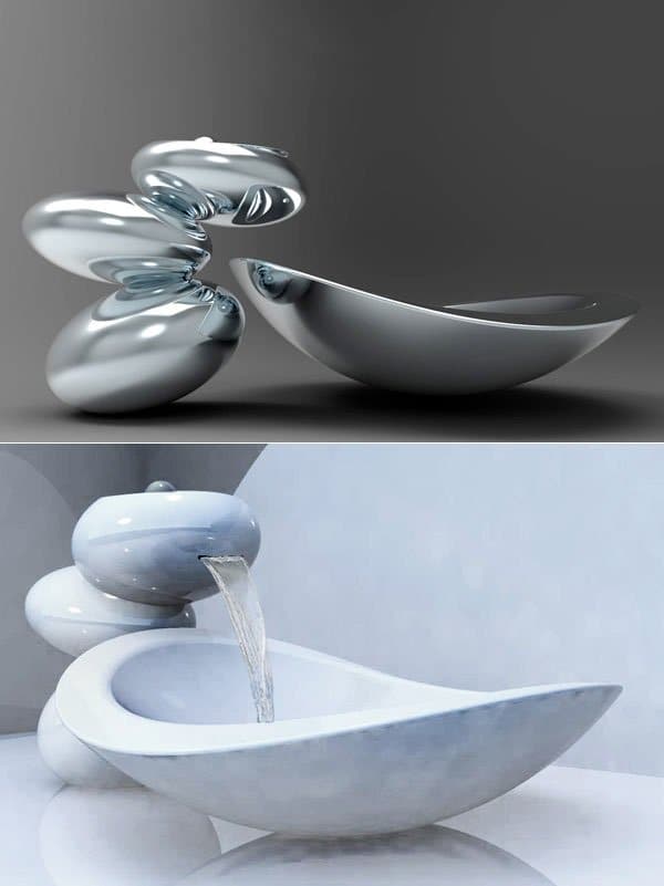 water stone faucet sink