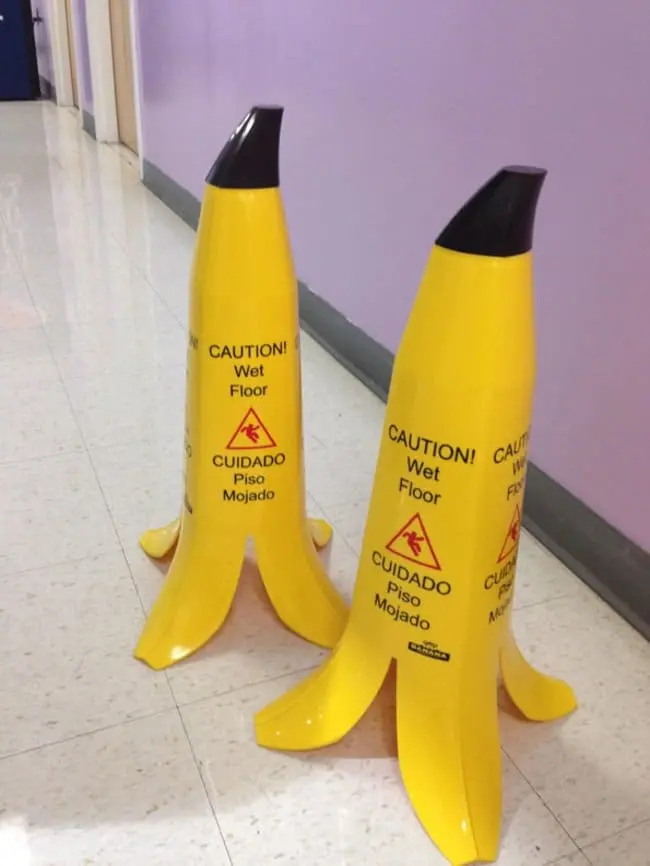 banana caution wet floor signs