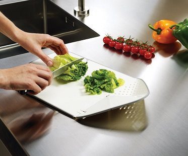 chopping board and colander