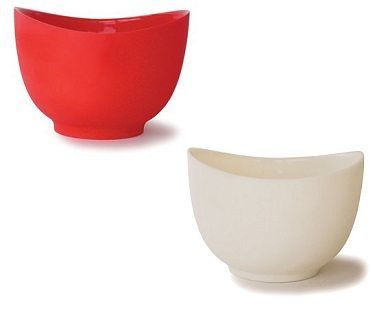 silicone mixing bowl red white