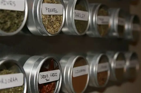 spices on fridge