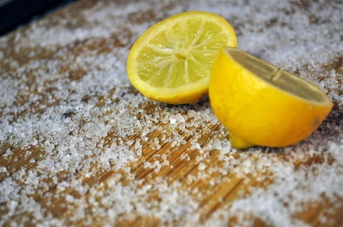 Lemon and kosher salt gives your cutting board a deep clean
