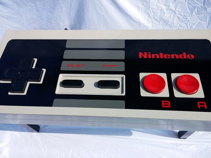 aerial view nintendo nes controller coffee table