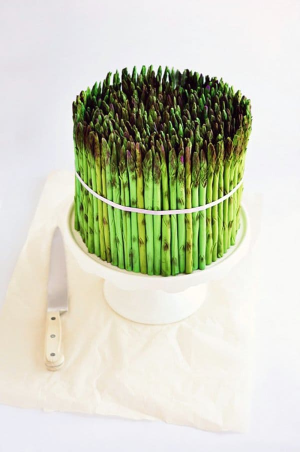 fake asparagus cake