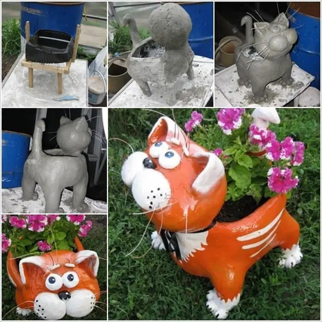 15 Creative Cement Projects For The Garden, Cement Garden Animals