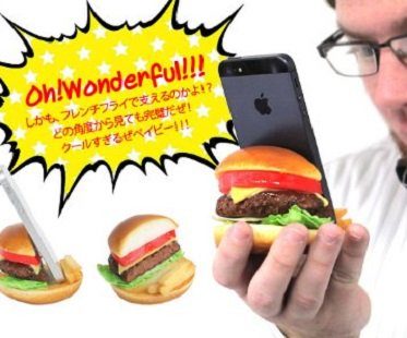 cheese burger phone stand side man