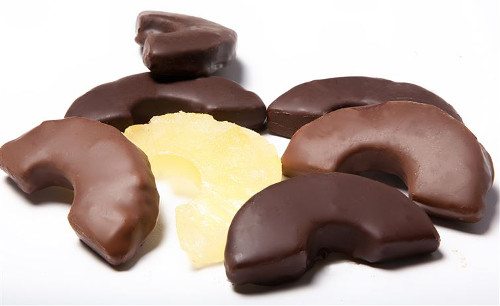 chocolate coated pineapple slices