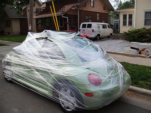 cling wrap their car