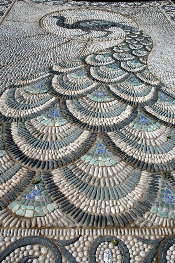 garden-pebble-path-peacock