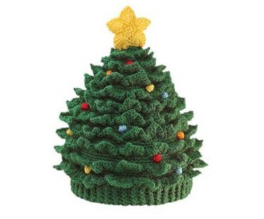 knitetd christmas tree hat green