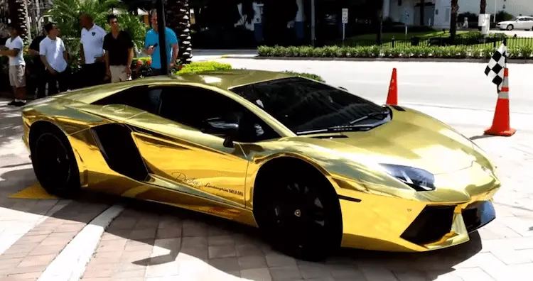 gold Lamborghini side view 