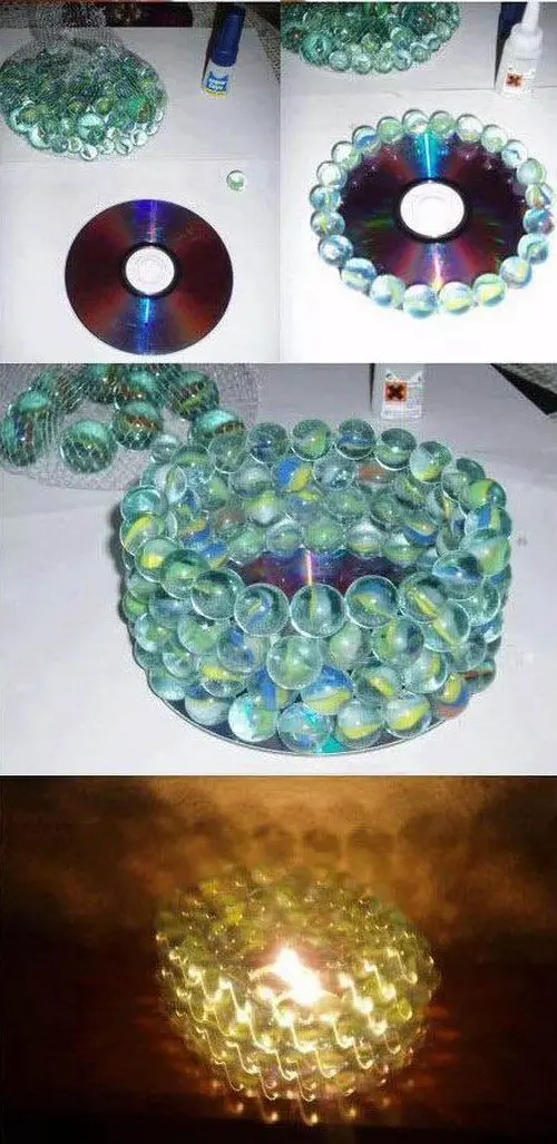 marbles cd candle holder