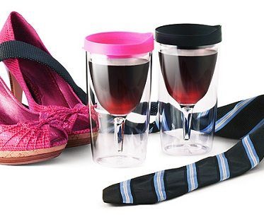 portable wine cup pink black