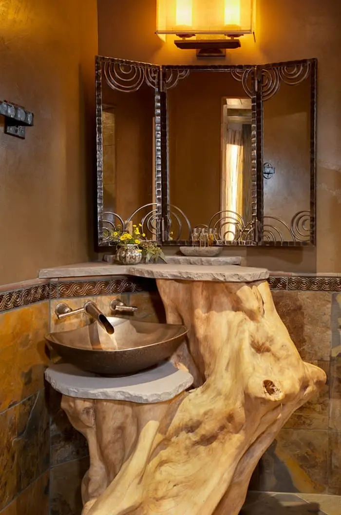 rustic-bathroom-log