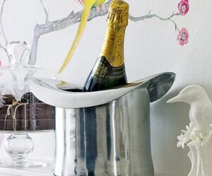 silver top hat ice bucket champagne
