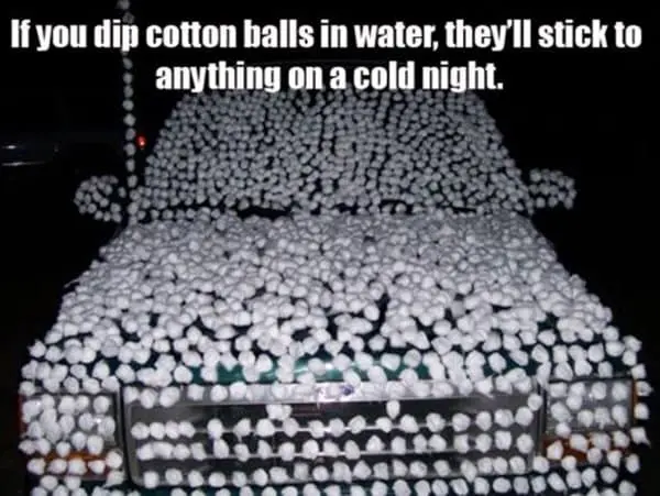 hilarious prank describing dipping cotton wool in cold water