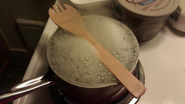 wooden spoon boiling water