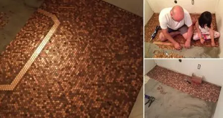 Floor Made with Pennies