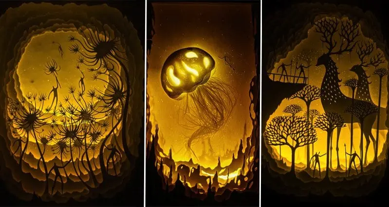 These Artists Create Stunning Paper Crafted Light Boxes That Will