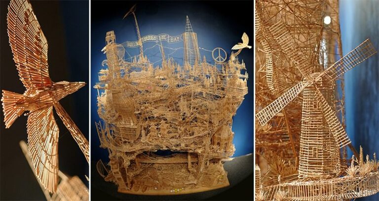 rolling through the bay toothpick Sculpture
