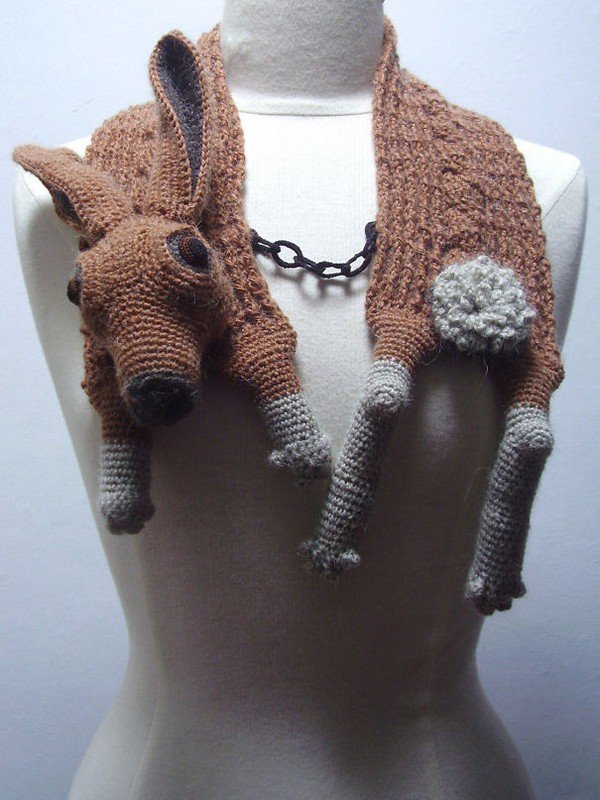 crocheted hare stole