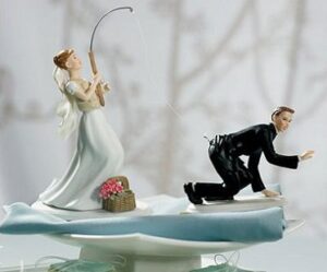 fishing bride and groom cake topper