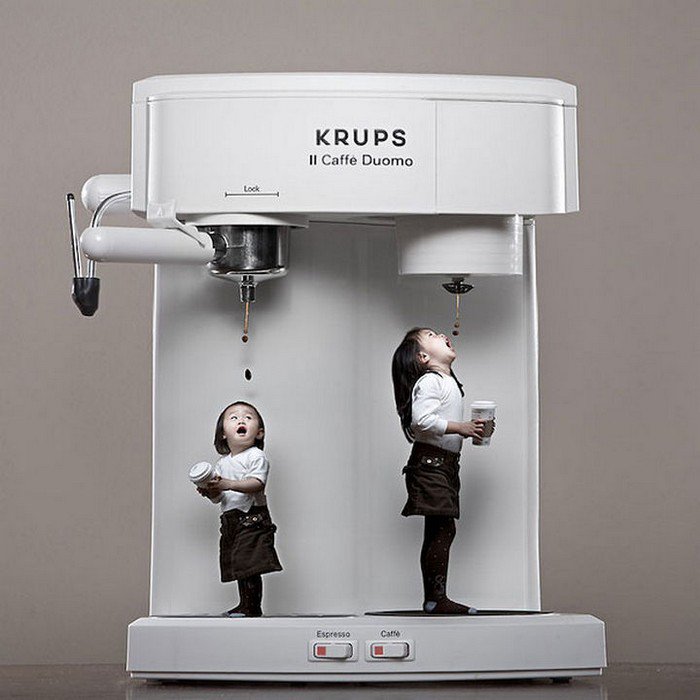 girls huge coffee machine