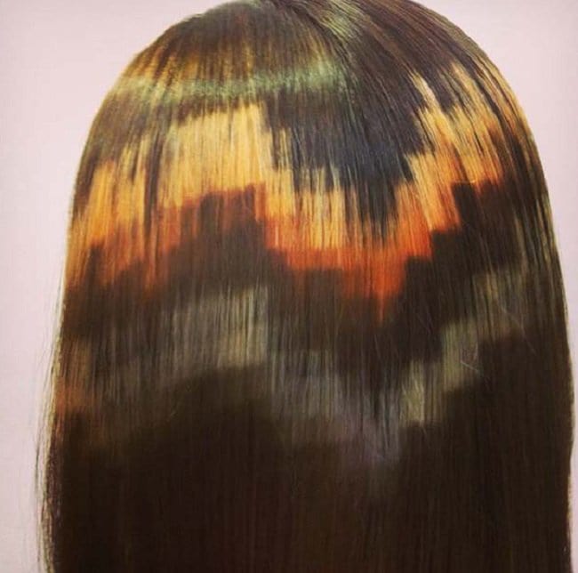 orange brown black pixelated hair