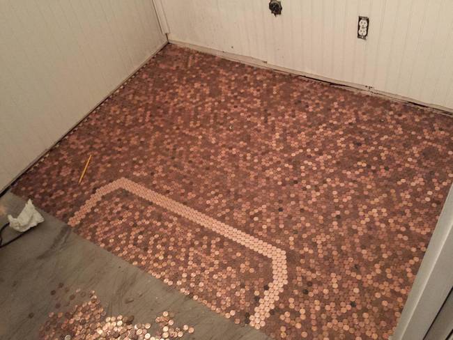 pennies on floor