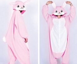 pink rabbit onesie back front