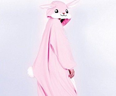 pink rabbit onesie side